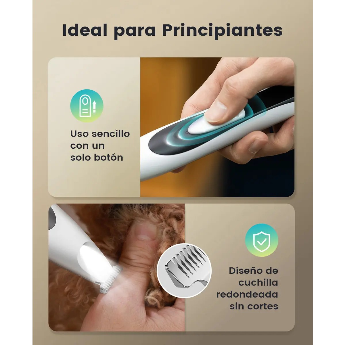 Cortadora de pelo de perro de bajo ruido con luz LED Blanco image number null