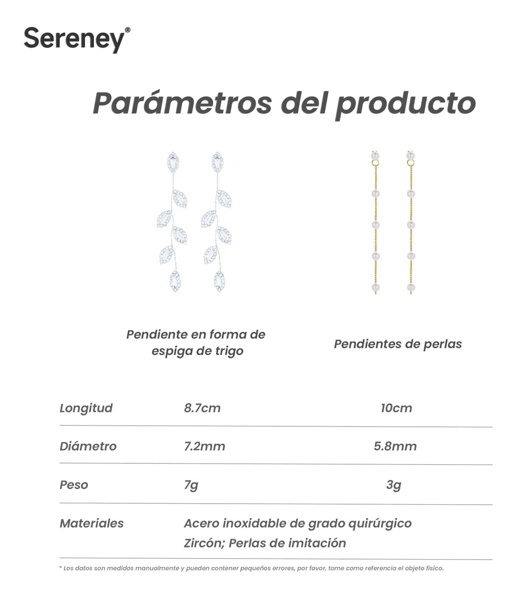 Vestido Talla Grande Escote V Encaje Bordado Falda Ancha + 2 Par Aretes Largos Colgantes Elegantes Dorados image number null