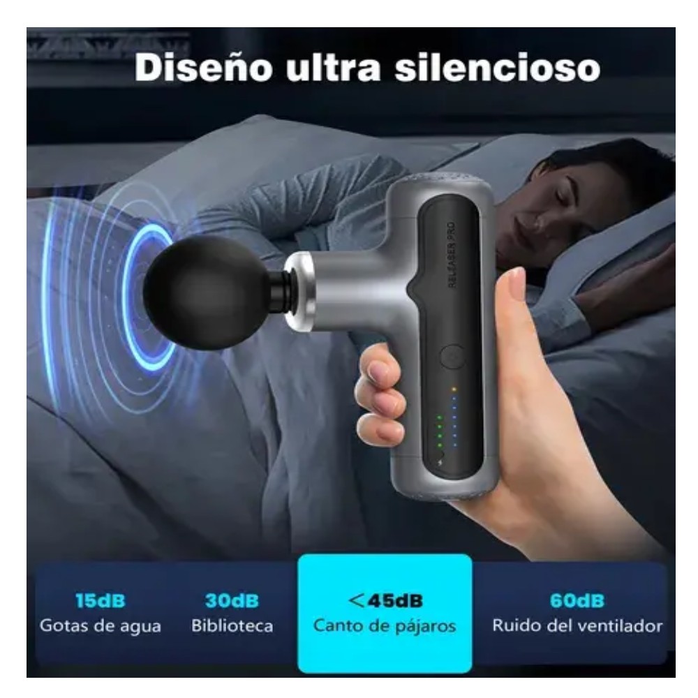 Mini Pistola de Masaje 4000mAh Massage Gun con 4 Cabezas 7 Velocidades Negro image number null