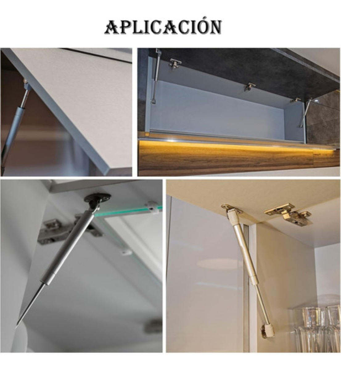 4 Pistones Amortiguador Gas Tope Puerta Para Alacena Cocinas PLATA 60N image number null
