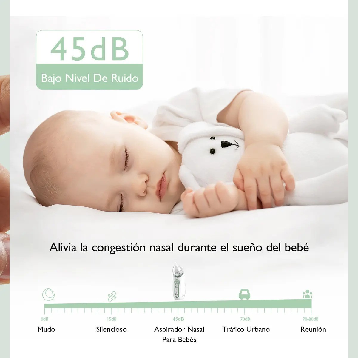 Aspirador Nasal El&eacute;ctrico Para Beb&eacute;s Port&aacute;til Verde con Blanco image number null