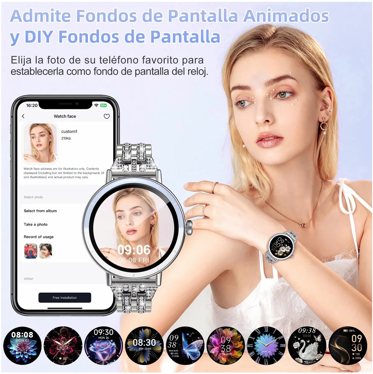 Reloj Inteligente Smart Watch Mujer Bluetooth Llamada Ai Voz Plateado image number null