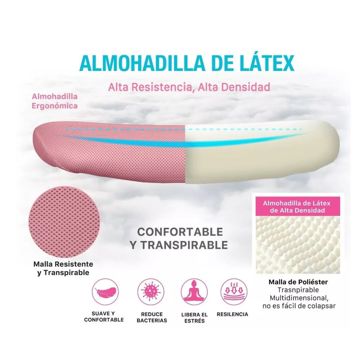 Silla Oficina Ejecutiva De Escritorio Ergon&oacute;mica Color Rosa P&aacute;lido image number null