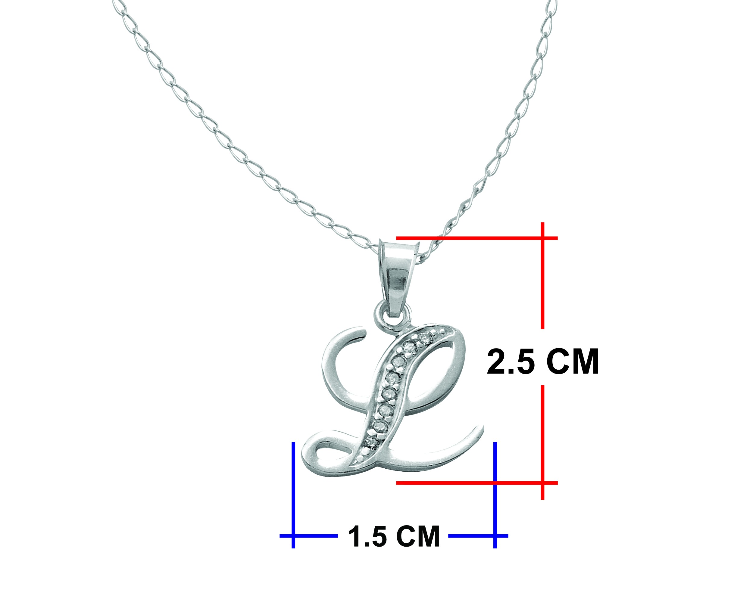 Collar Gargantilla Plata 925 Horoz Letra Inicial Cursiva L 45cm SP1412 image number null