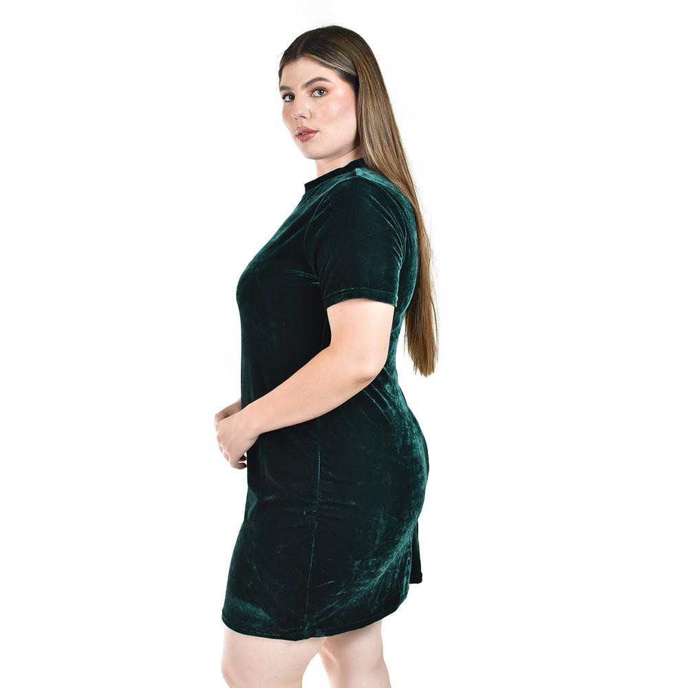 Vestido corto de terciopelo Roman Fashion /Tallas Extras 0046 (Verde botella) image number null