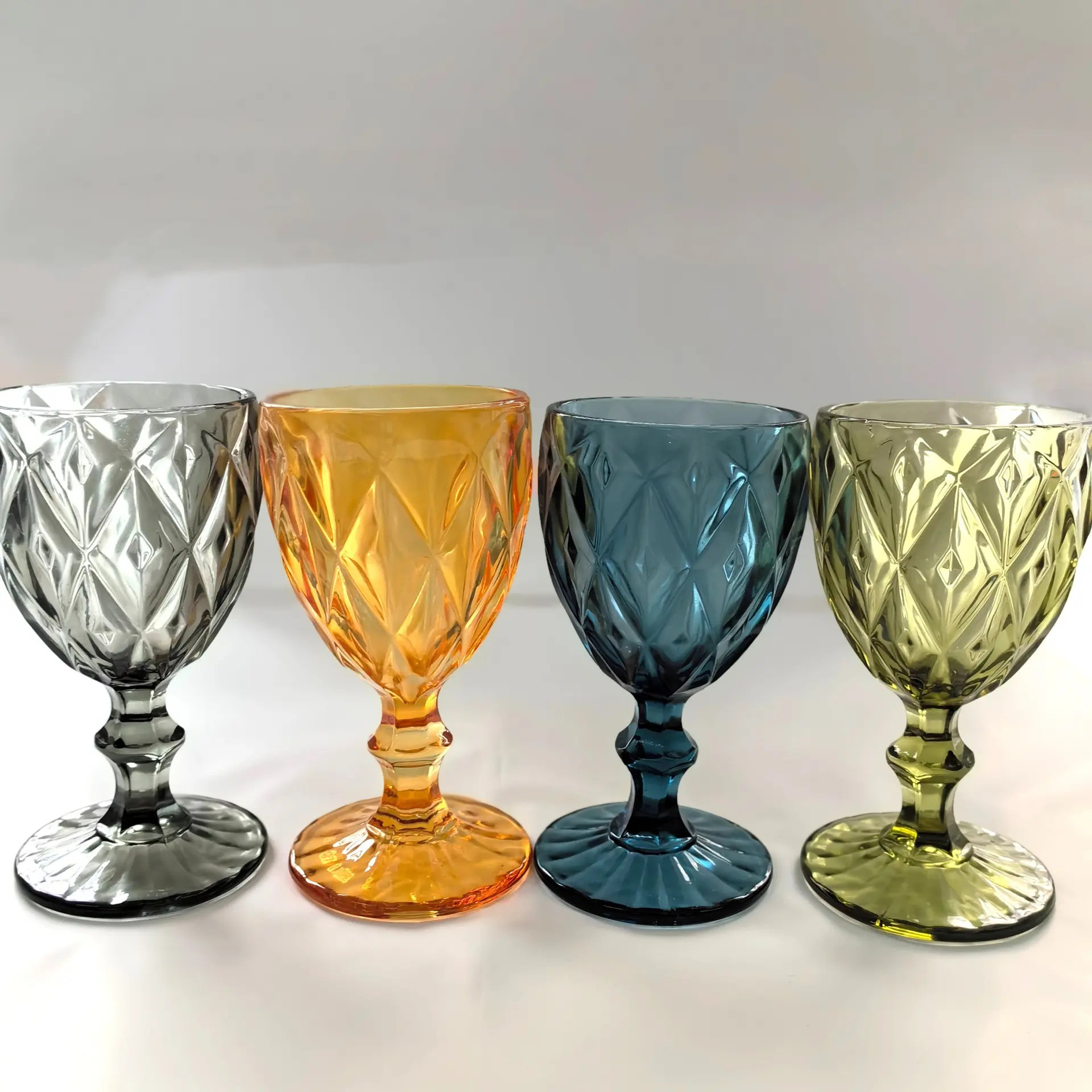 Set 6 Copas De Cristal Labrado Copa Vidrio Colores Olivo image number null