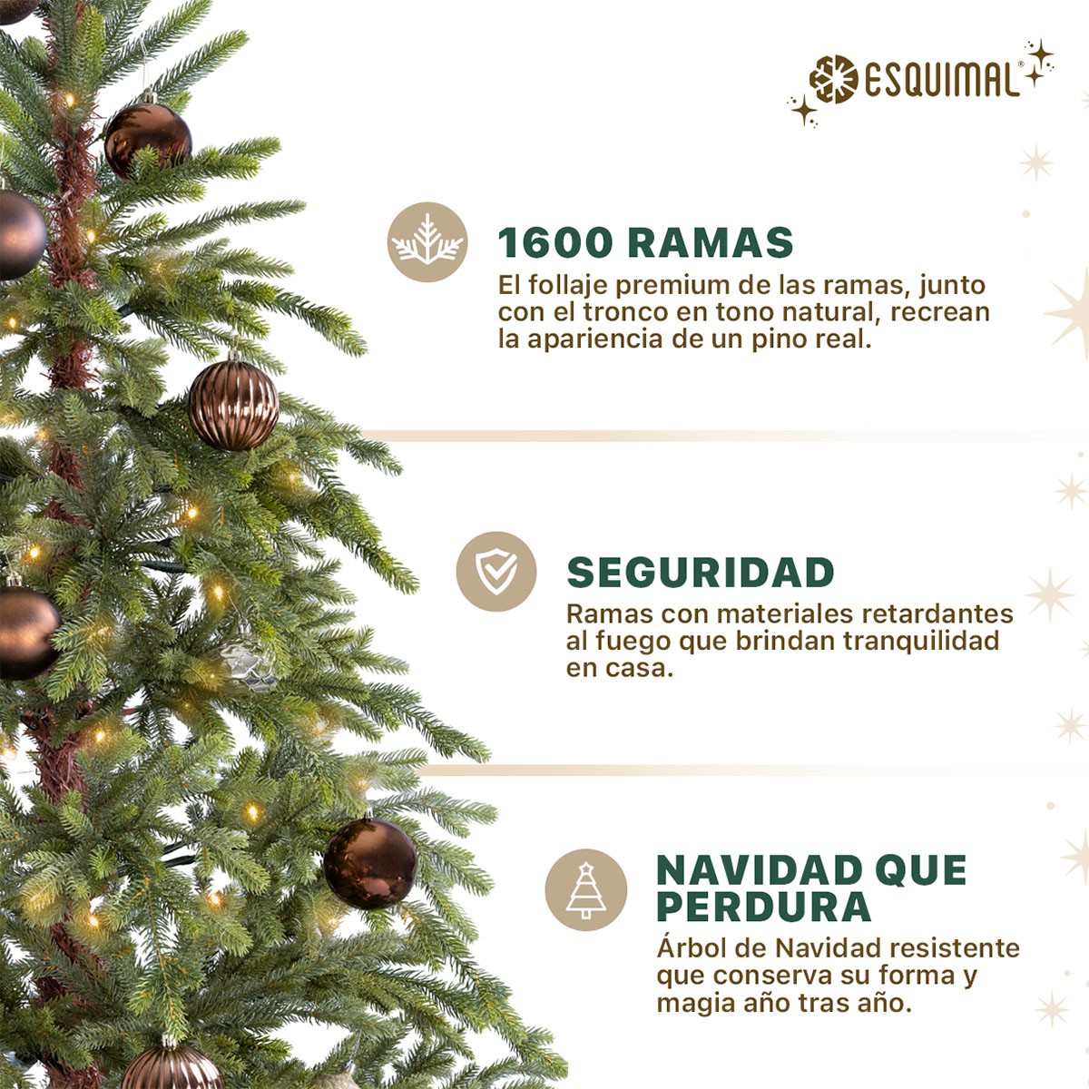 &Aacute;rbol de Navidad Artificial Realista, Pino Escandinavo 2.5m con 1600 Ramas Tridimensionales. (Verde) ESQUIMAL image number null
