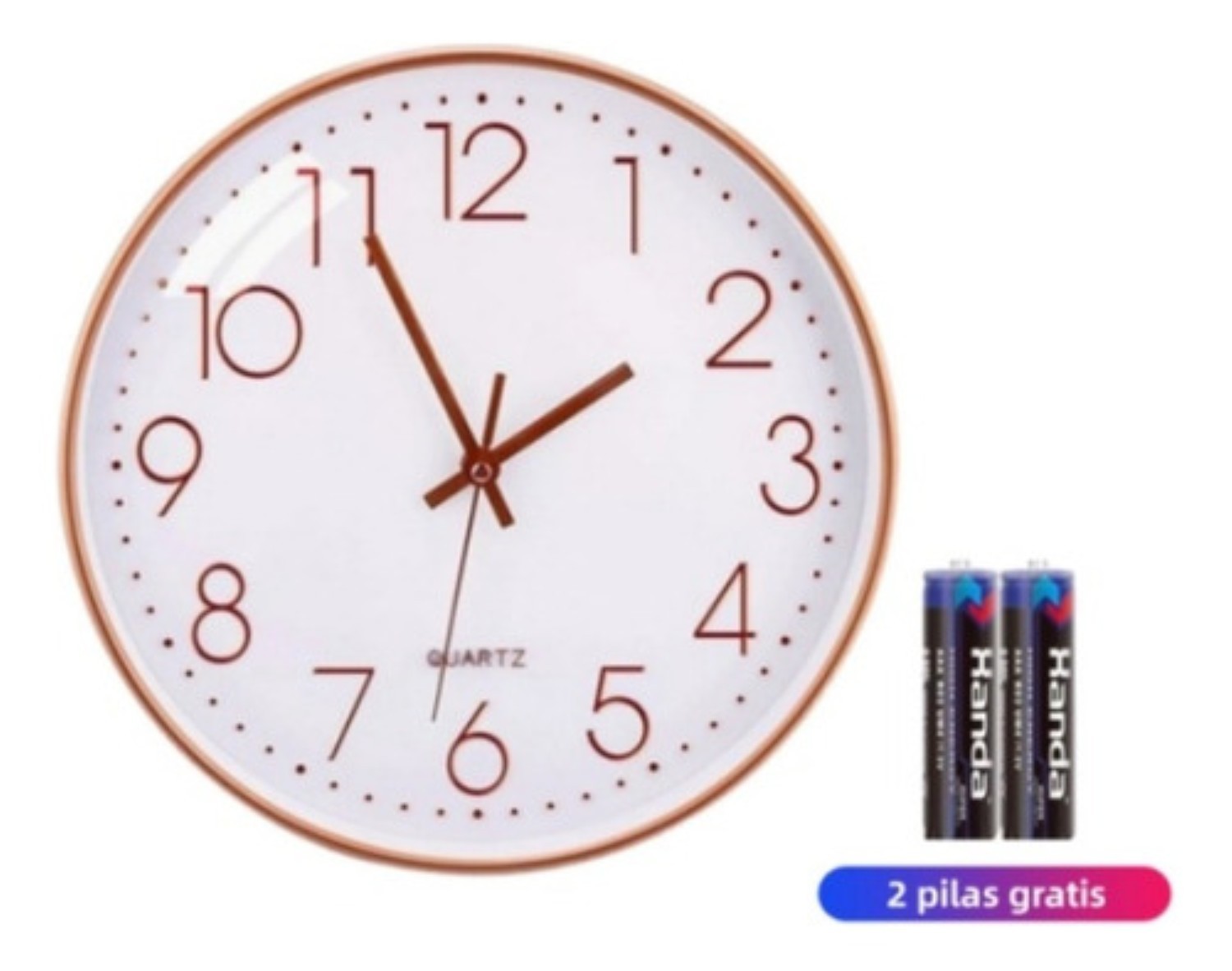 Reloj De Pared 3d Moderno 30 cm Blanco con rosa Gold image number null
