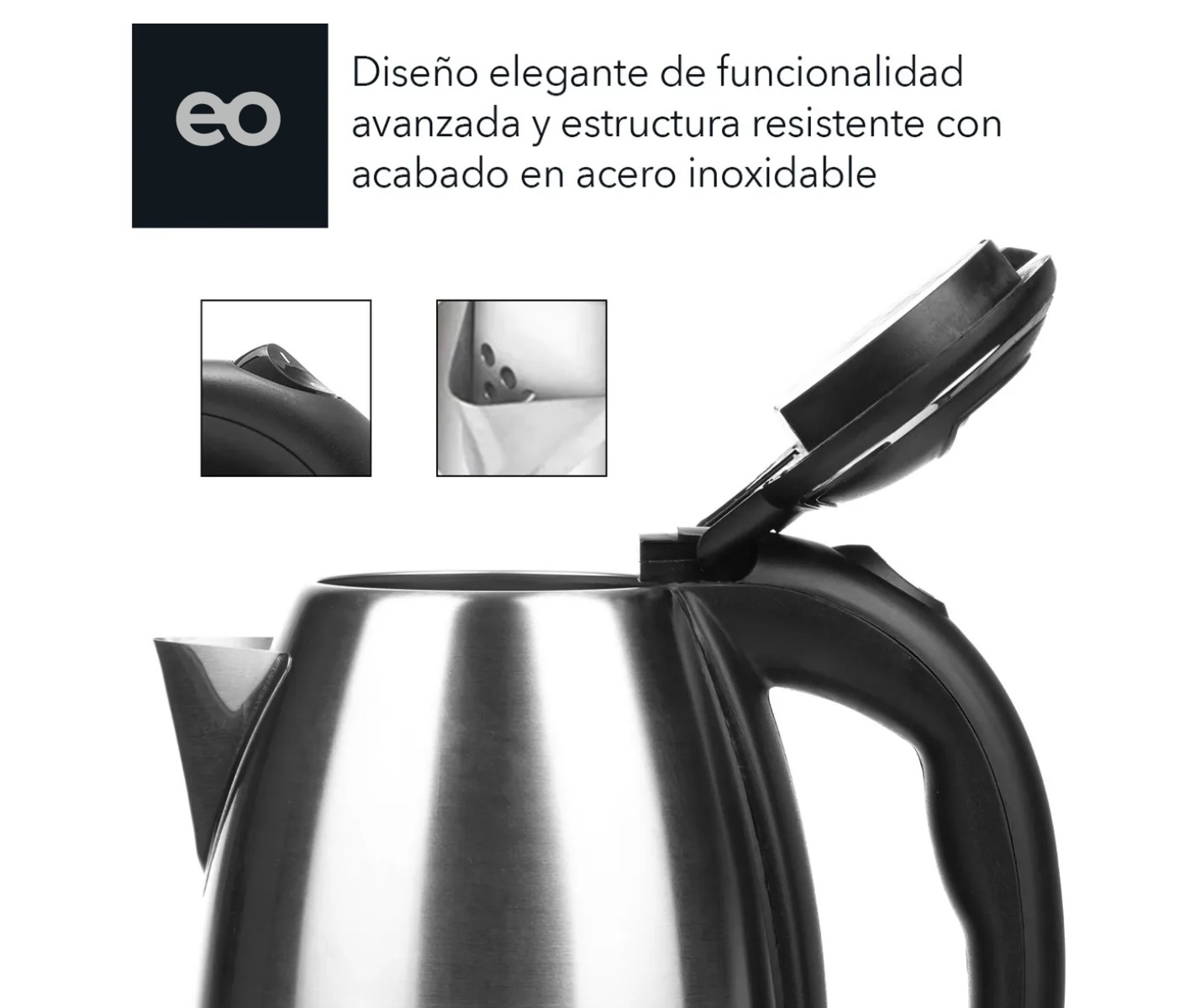 Cafetera Tetera El&eacute;ctrica Jarra Met&aacute;lica Hervido Agua 1.8l image number null
