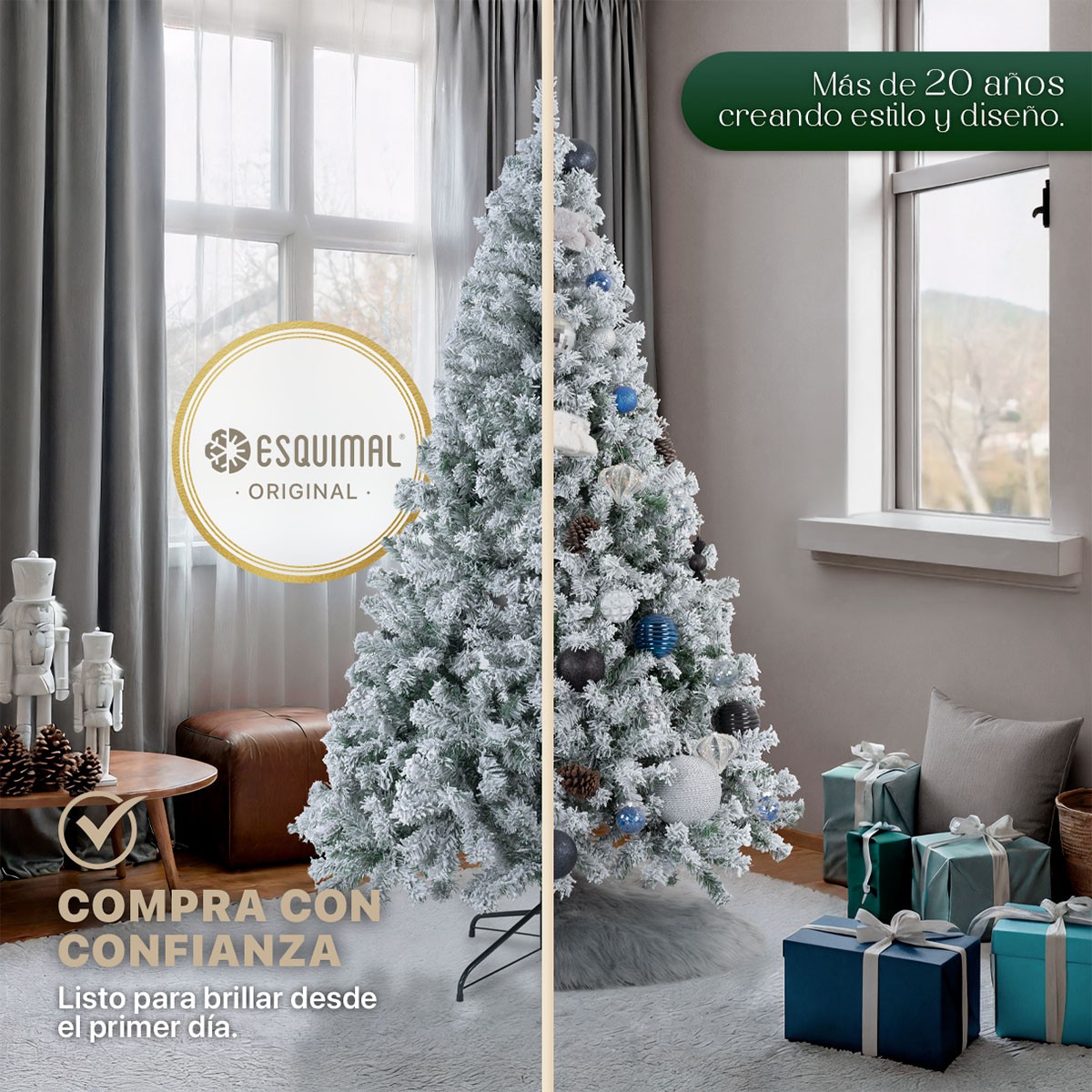 &Aacute;rbol de Navidad Artificial Pino Cl&aacute;sico 1.5m 600 Ramas &ndash;Verde Nevado ESQUIMAL. image number null