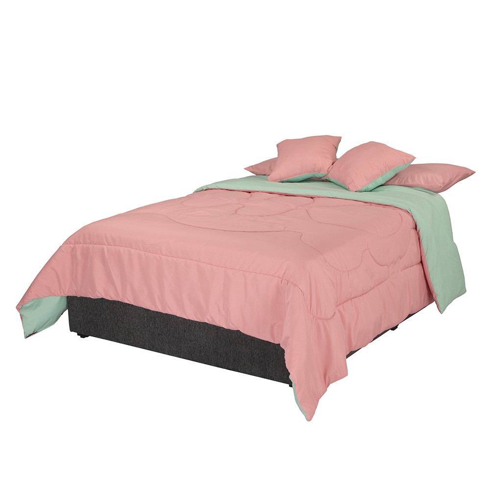 Edred&oacute;n King Size Dicasa Couzy Doble Vista Rosa con Menta con Almohada 2 Pack image number null