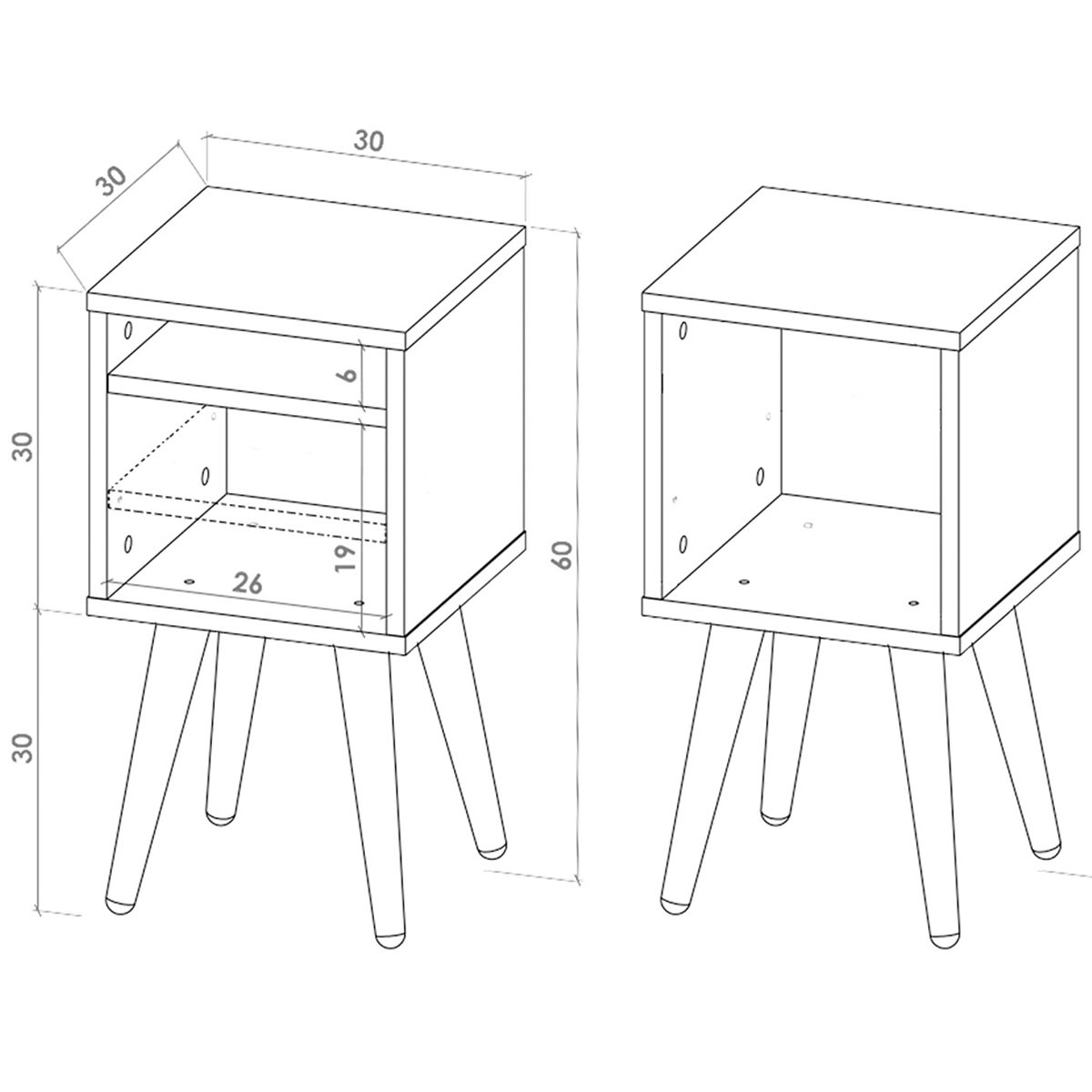 Juego De Bur&oacute;s Smart Hogare, Mesa De Noche Minimalistas e inteligentes Parota image number null