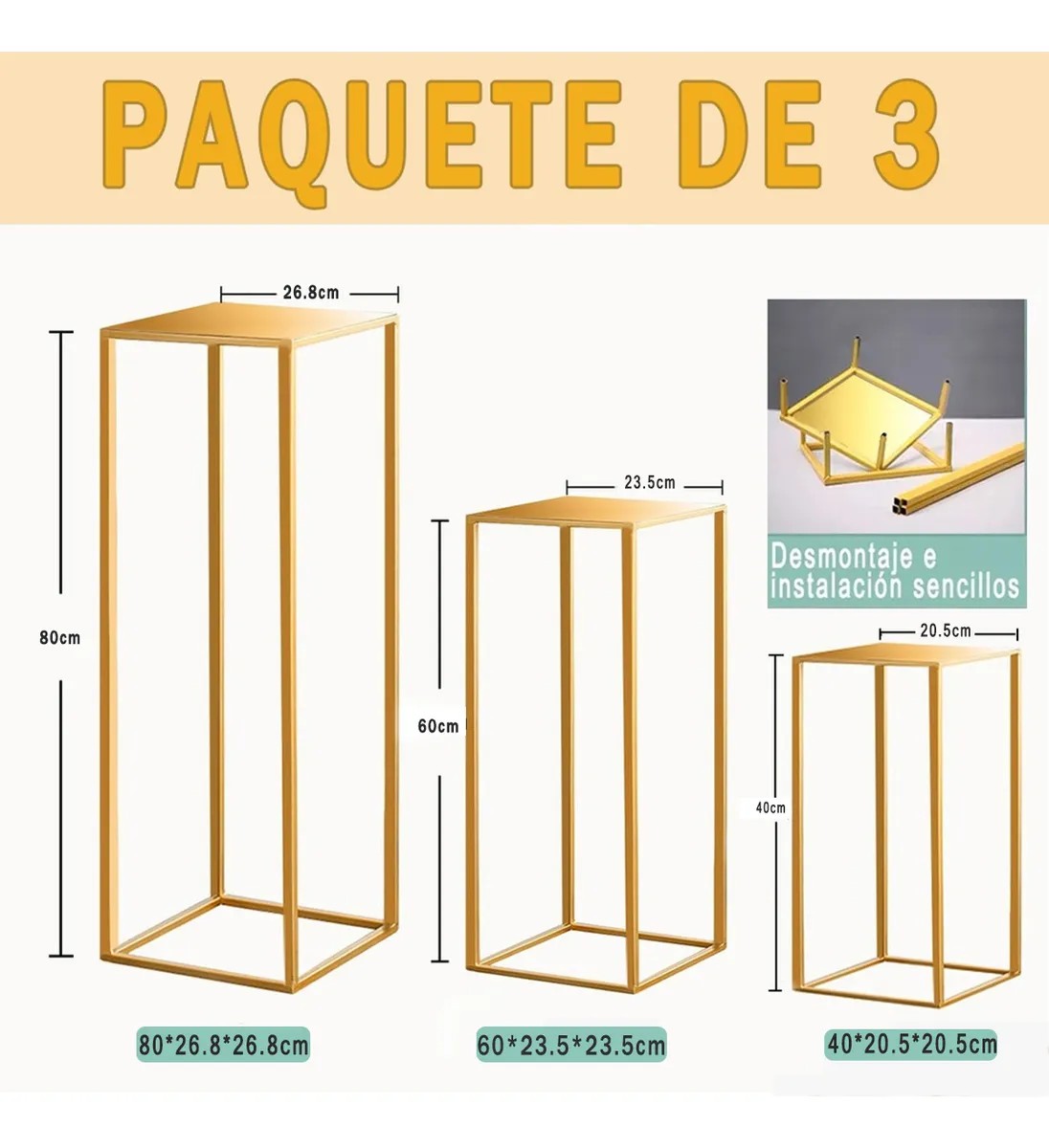 Set de Pedestales Decorativos Dorados image number null