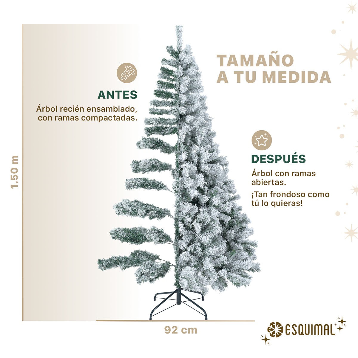 &Aacute;rbol de Navidad Artificial Pino Cl&aacute;sico 1.5m 600 Ramas &ndash;Verde Nevado ESQUIMAL. image number null