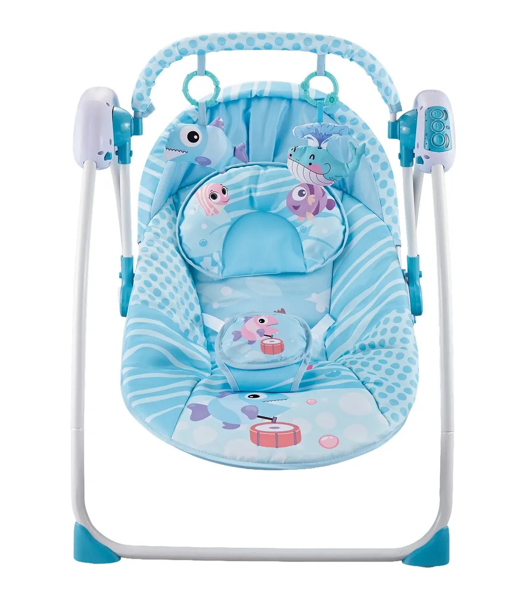 Silla Mecedora Para Bebes Columpio Control Remoto Mosquitero Azul image number null