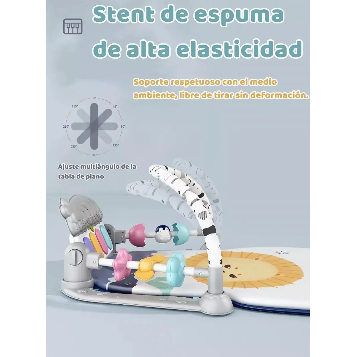 Gimnasio Para Bebe Gimnasio Acolchado Tapete Ni&ntilde;o Con Piano sol azul image number null