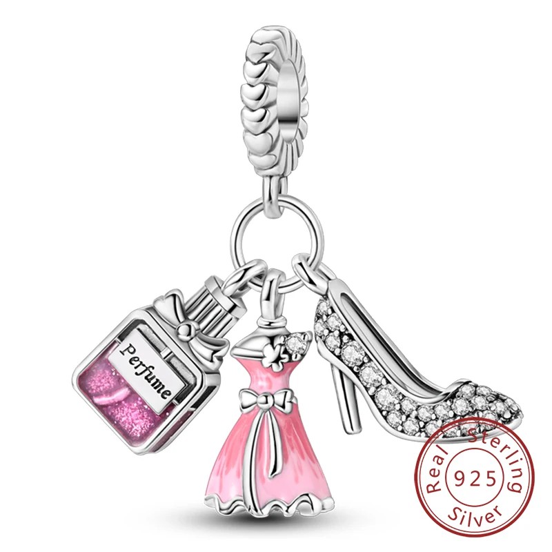 Charms de Plata Esterlina 925 para Pulsera y Collar SET 5 PCS Random, Abalorios Colgantes Rosa Accesorios de Joyer&iacute;a DIY image number null