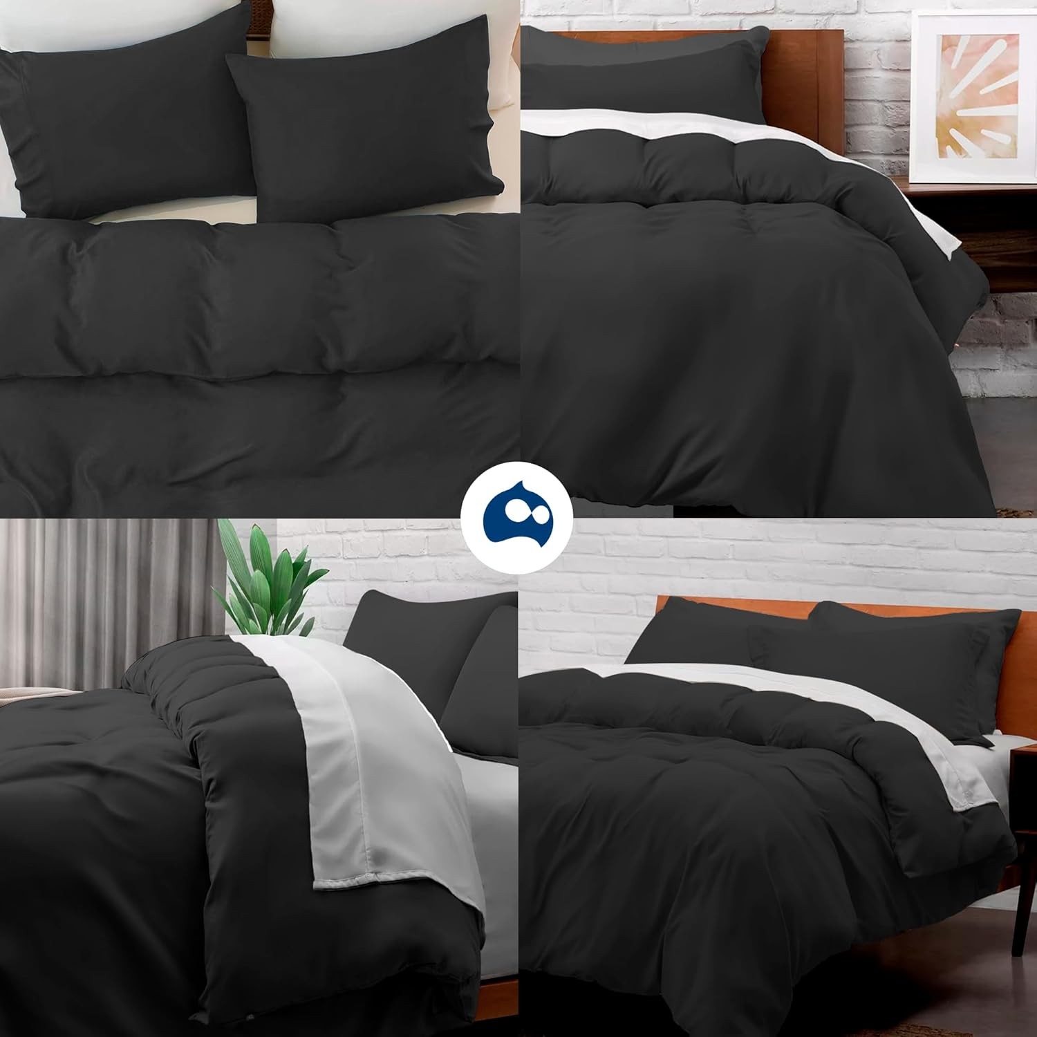 Juego de Funda Duvet para Edredon Queen con Cierre de Botones y 2 Fundas de Almohada, Blanco, Bluelander image number null