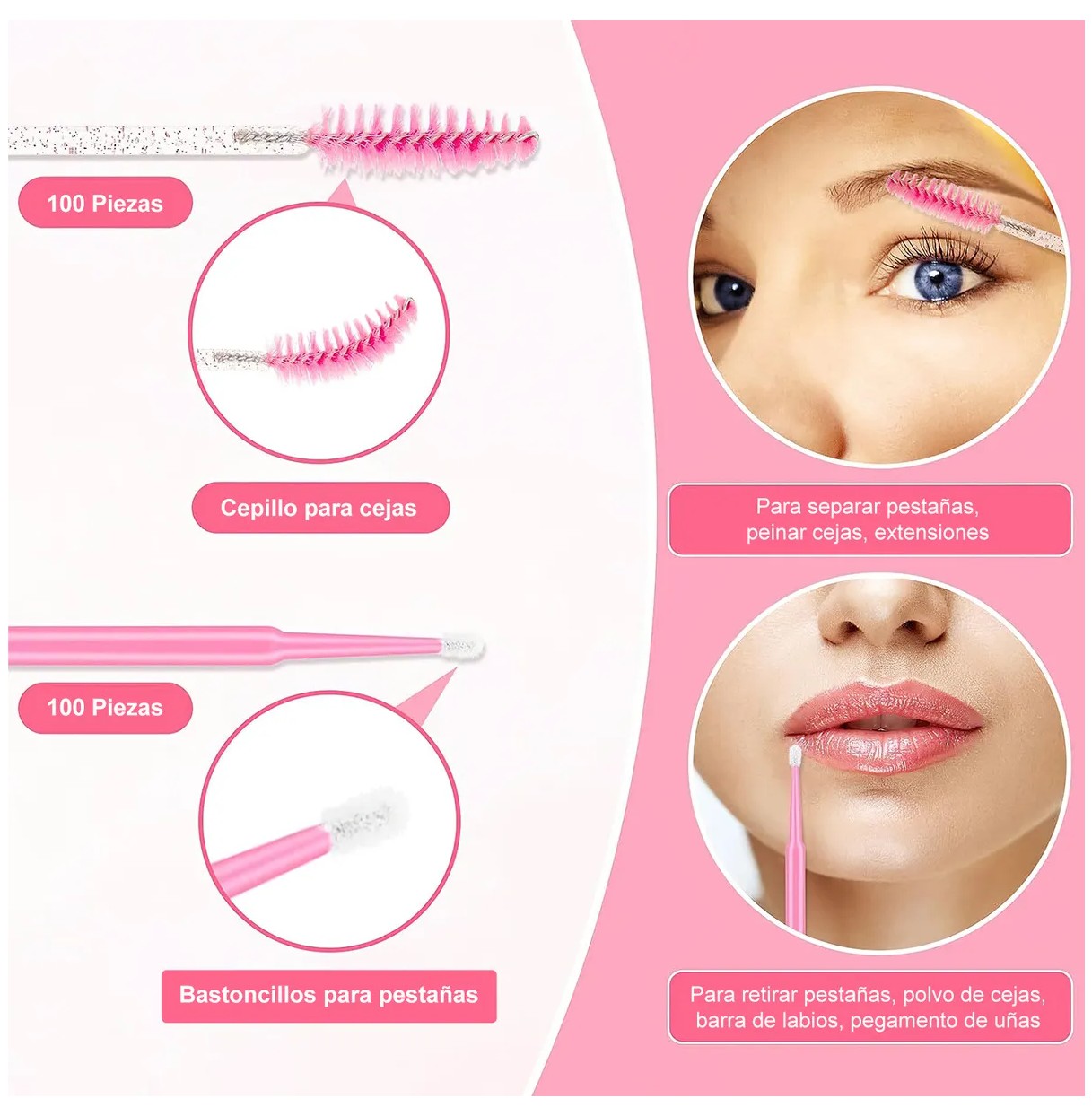 Kit De Pesta&ntilde;as Maquillaje Aplicaci&oacute;n De Extensi&oacute;n Rosa image number null
