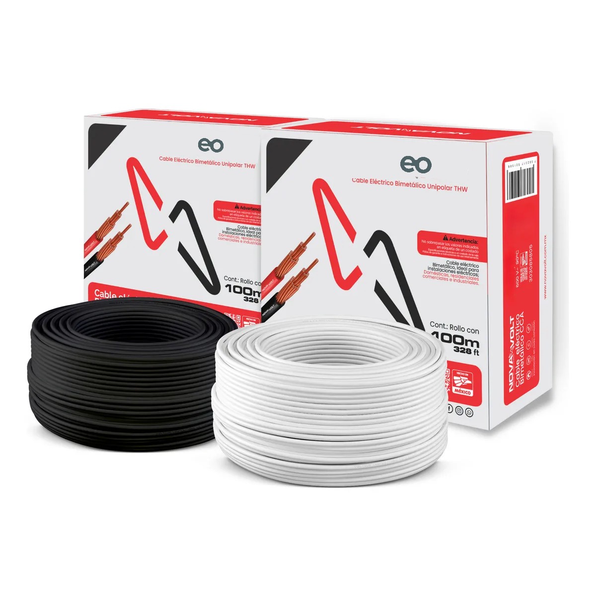 Kit 2 Cable Negro Y Rojo Unipolar 100 m Cal. 12 Cubierta Negro Y Blanco image number null