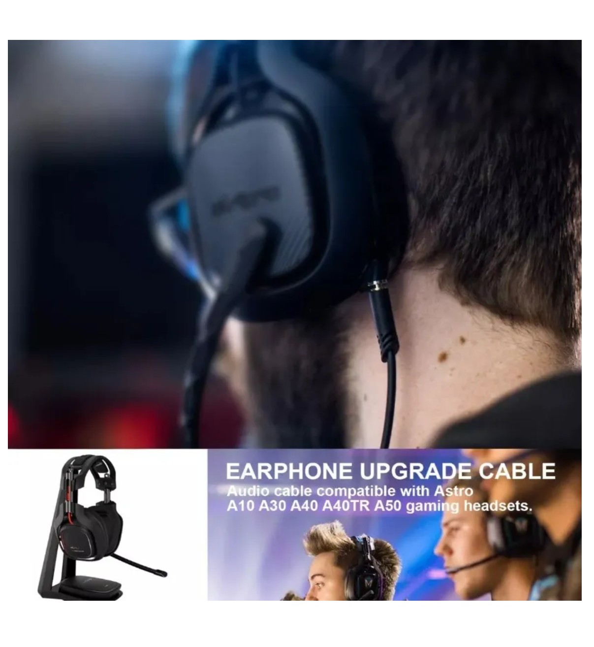 Cable Auxiliar Audio Para Logitech Astro A10 A30 A40tr A50 negro. image number null