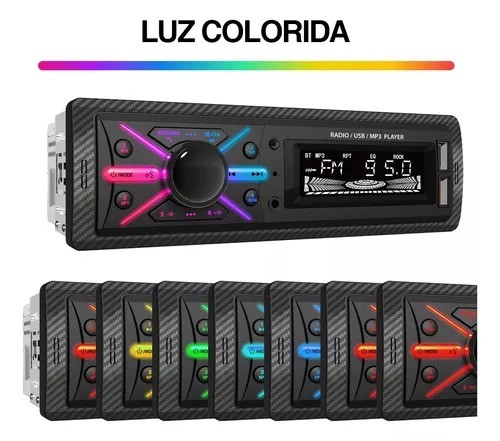 1 Din Auto Radio Reproductor Est&eacute;reo Receptor Aux Usb Bt Fm image number null