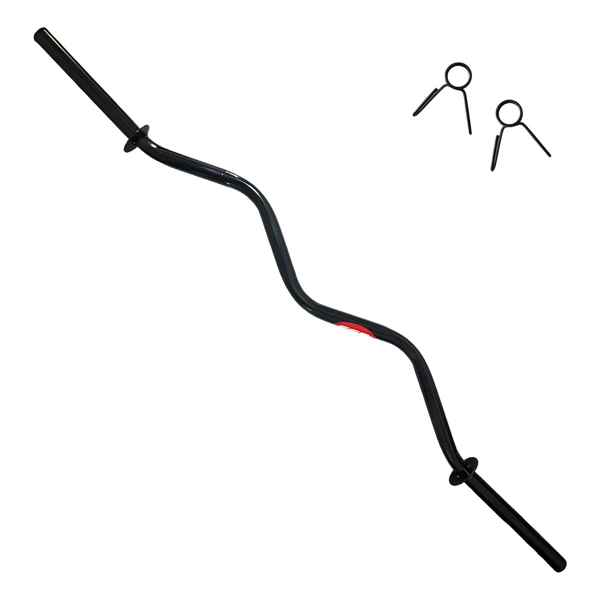 Kit Barra Recta + Barra Z Con Ahorcadores Ejercicio Fitness Color Negro image number null