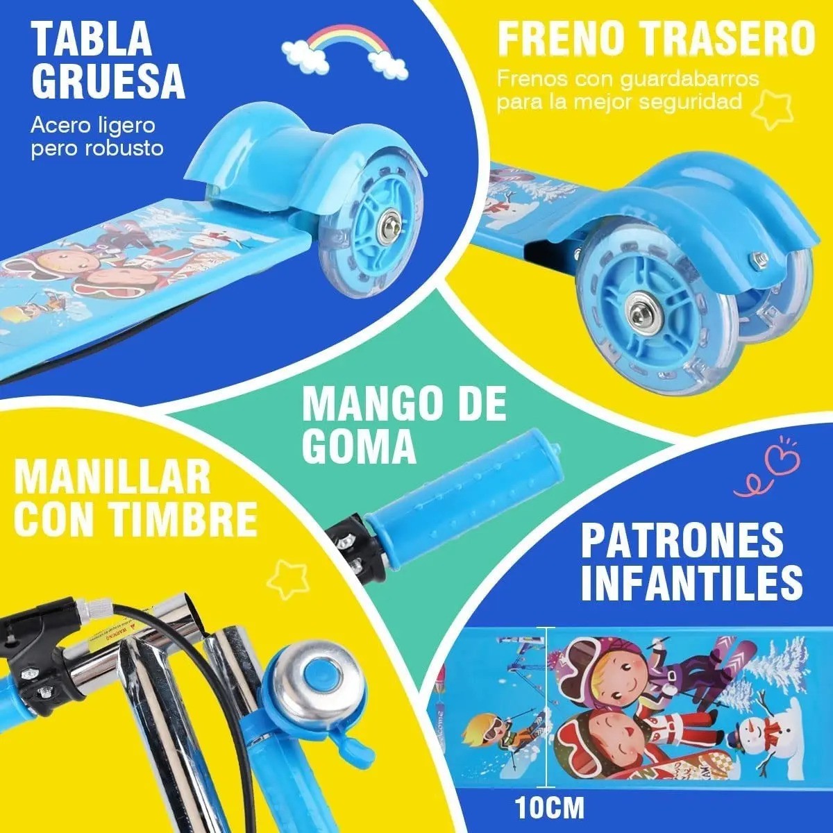 Patinete Infantil Plegable Ajustable De 3 Ruedas Con Luz Led ROSA FIUSHA image number null
