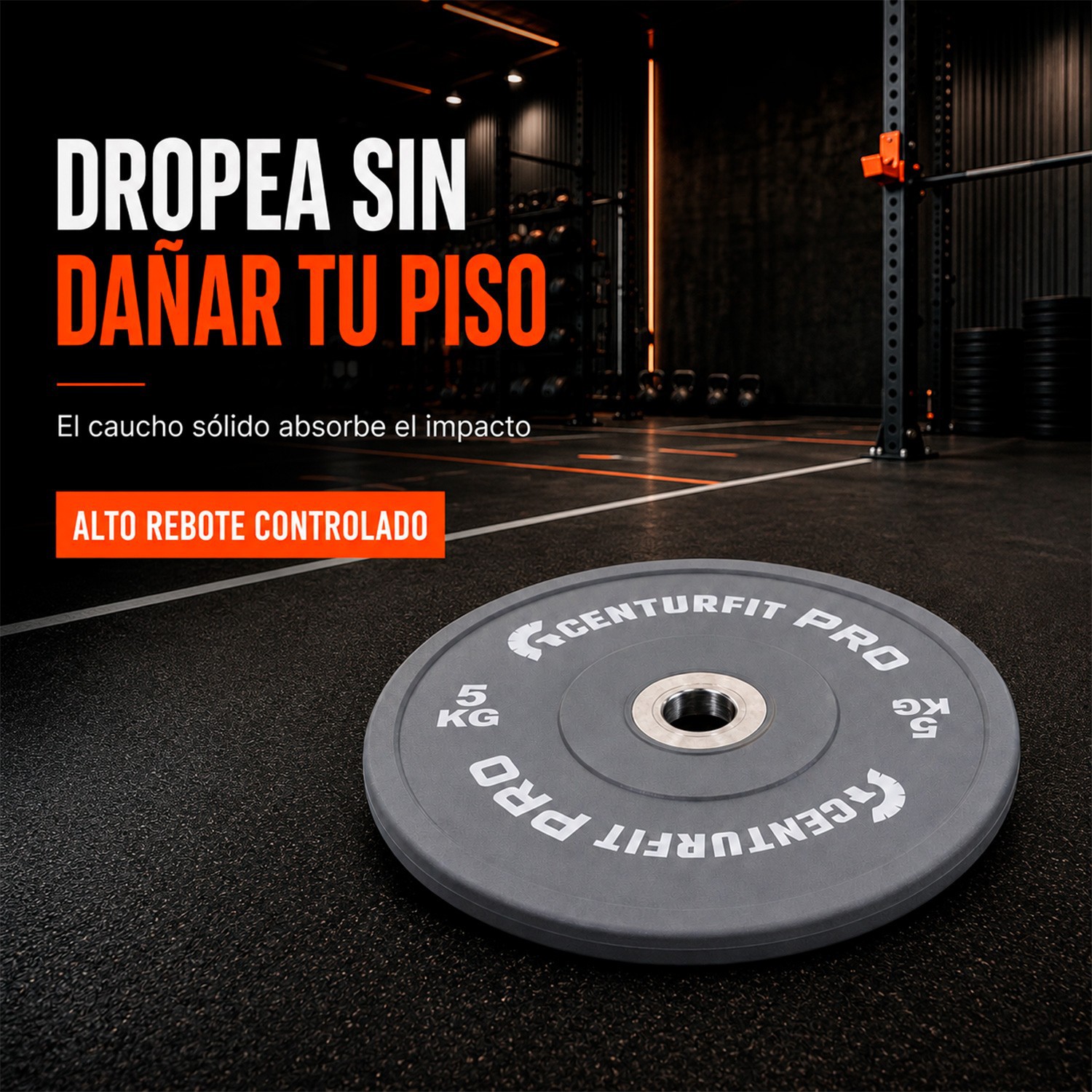 Par Discos Olimpicos Crossfit Bumper Nucleo Acero Reforzado Gris Centurfit image number null