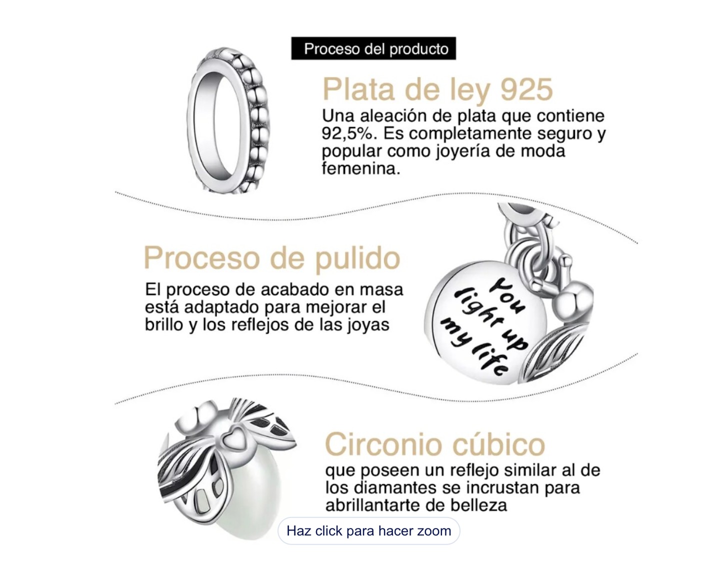 Charm Evangeline Luciernaga Dijes Para Parejas Plata925+caja Modelo Luciernaga image number null