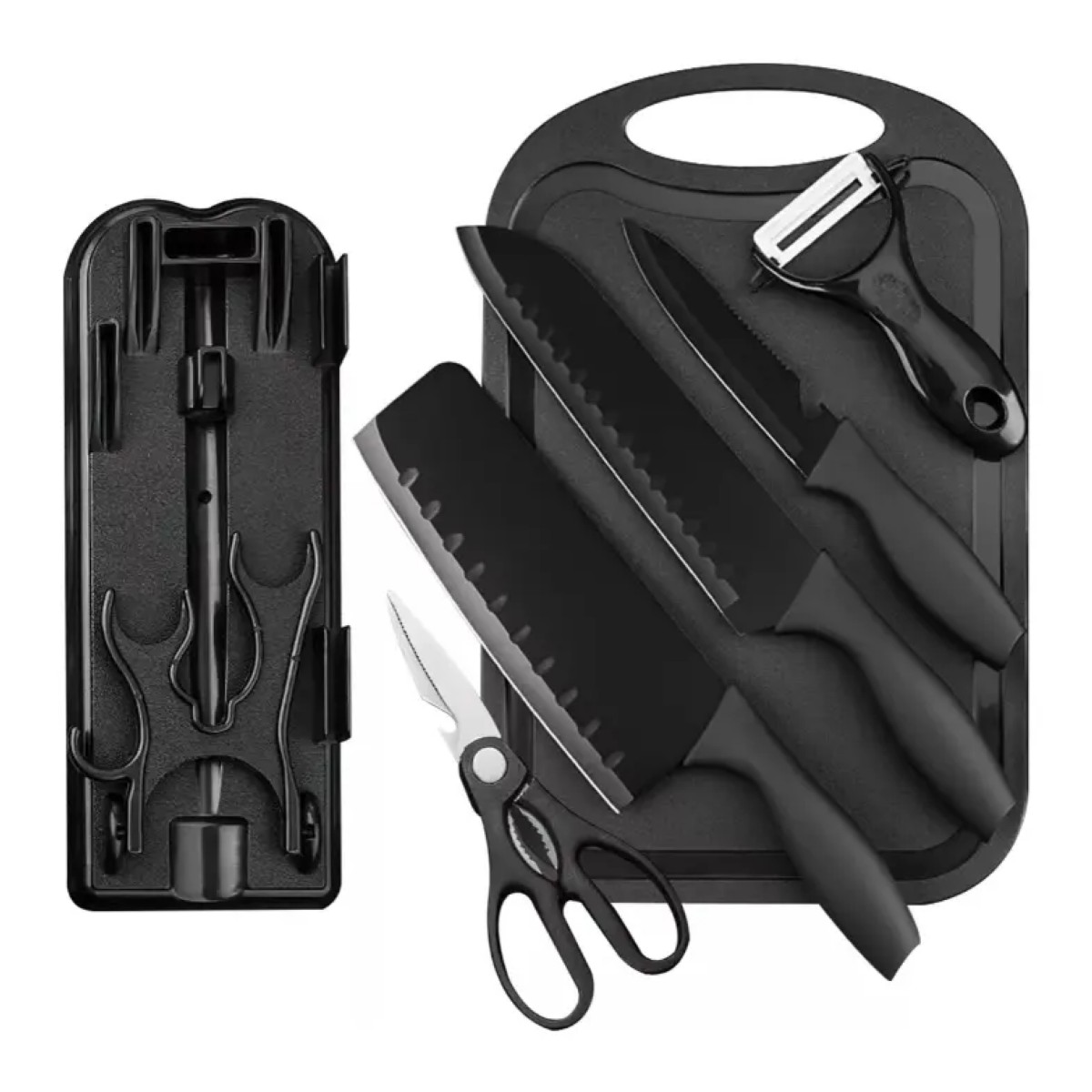 Juego De Cuchillos 10 Pz Cocina Acero Inoxidable Y Pelado Negro image number null