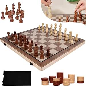 Juego de Ajedrez de Madera Plegable con Piezas image number null