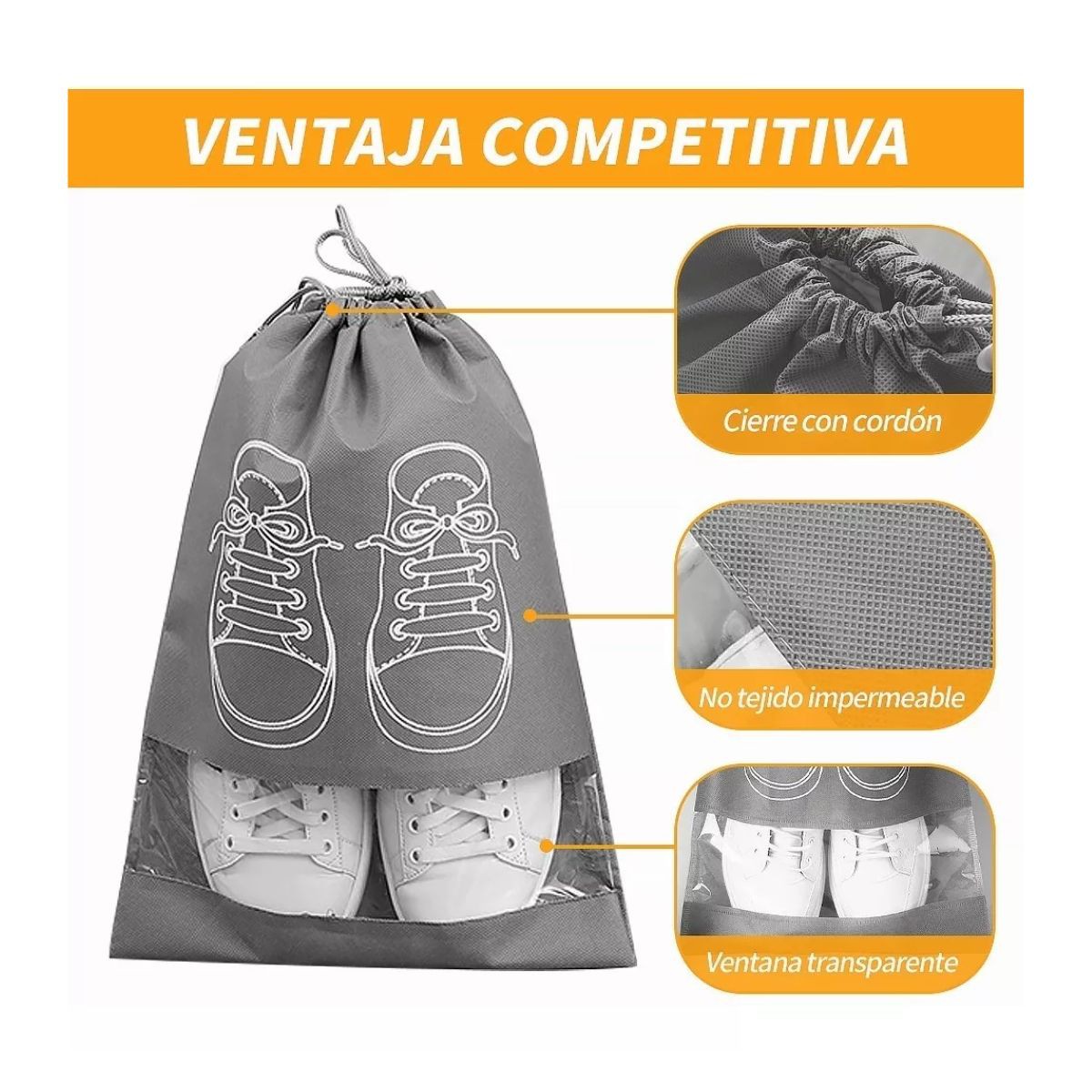 Bolsa De Viaje para Zapatos 10 Piezas Gris image number null