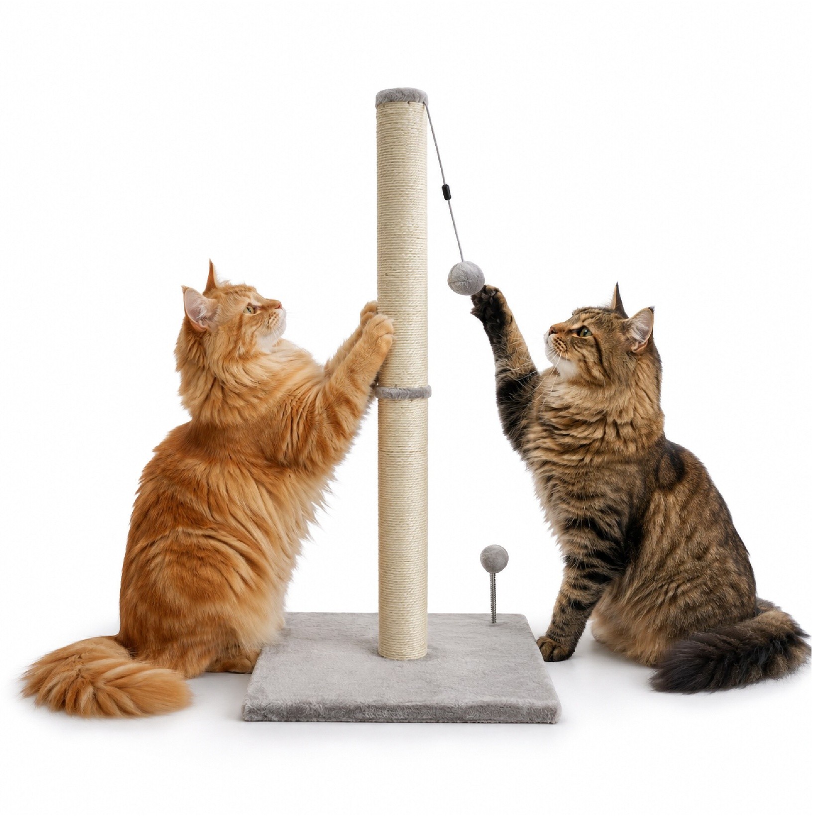 Poste Rascador para Gato Poli Pets Tonkin&eacute;s con Sisal Natural de 81 cm de Altura y Pelota Amovible image number null