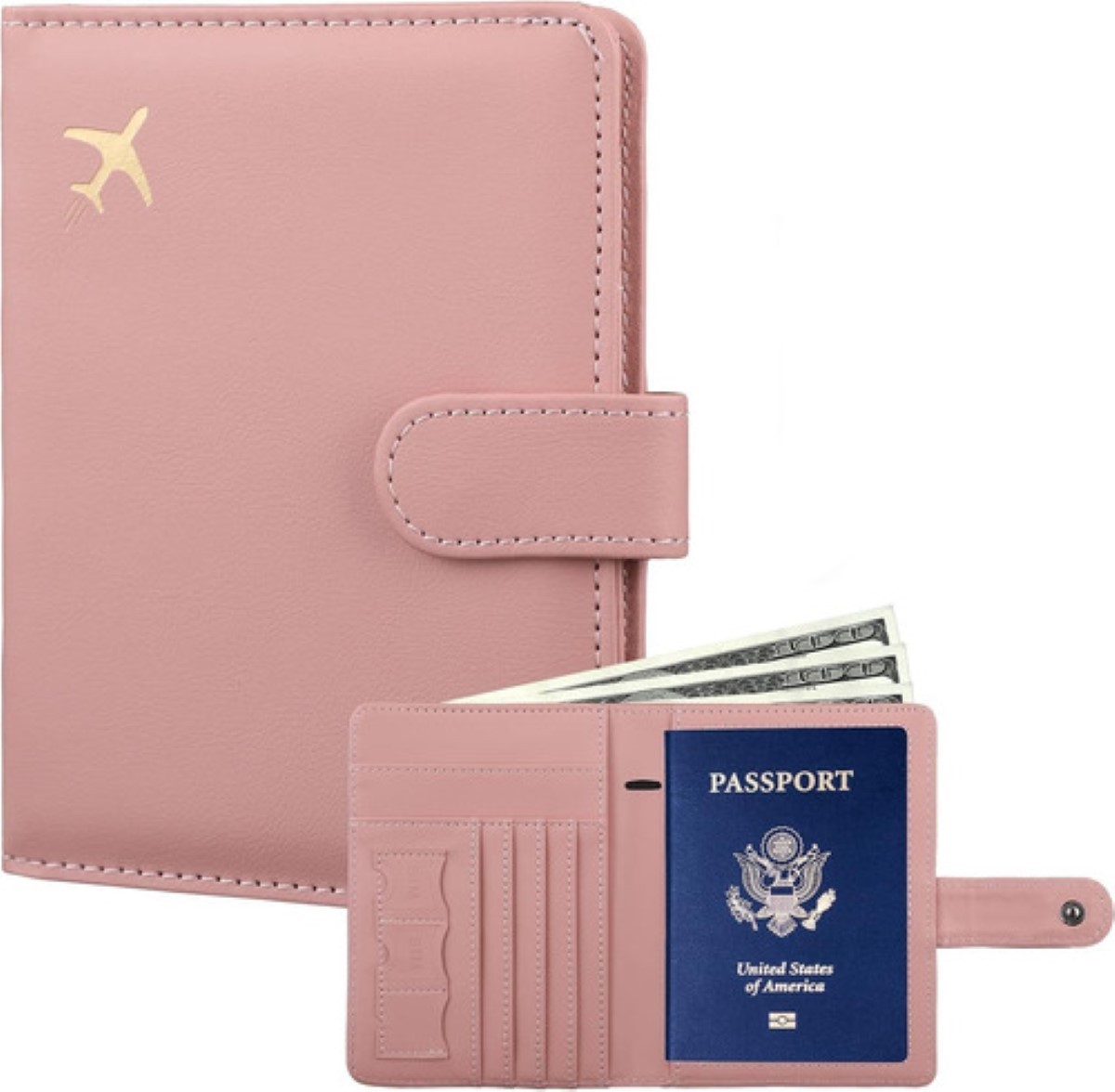 Porta Pasaporte Familiar , Documentos Funda Protectora Viaje ROSA image number null