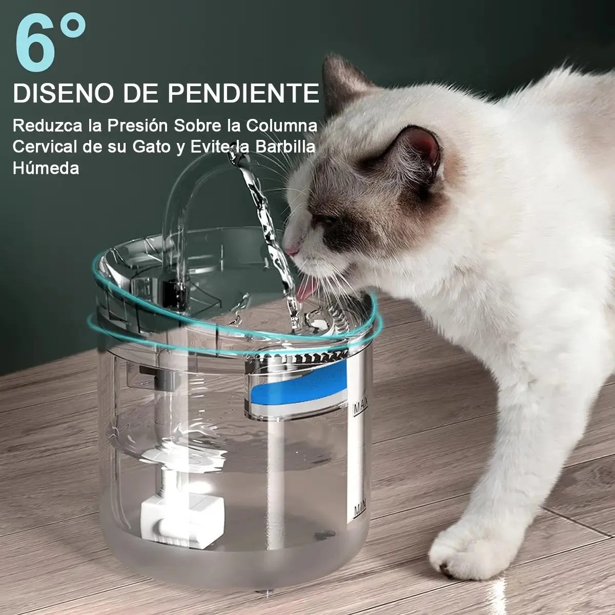 Bebedero Autom&aacute;tico Dispensador De Agua Para Perro Y Gato 1.8L TRANSPARENTE image number null