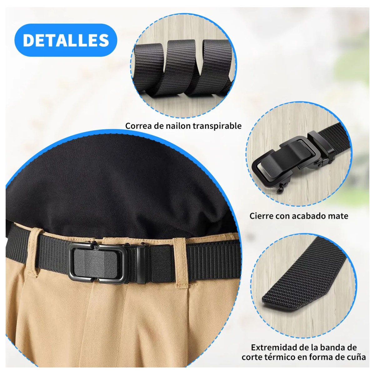 Cinturones Ajustable Calidad 2 Piezas Color Negro-Azul Unitalla image number null