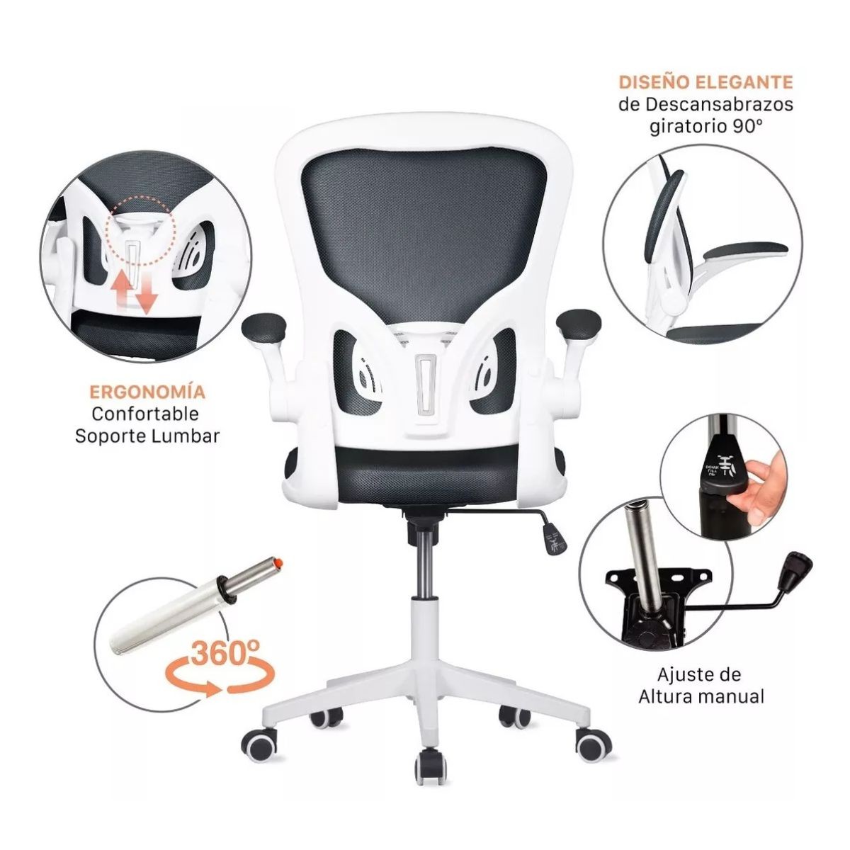 Silla Oficina Ejecutiva De Escritorio Ergon&oacute;mica Color Gris Plata image number null