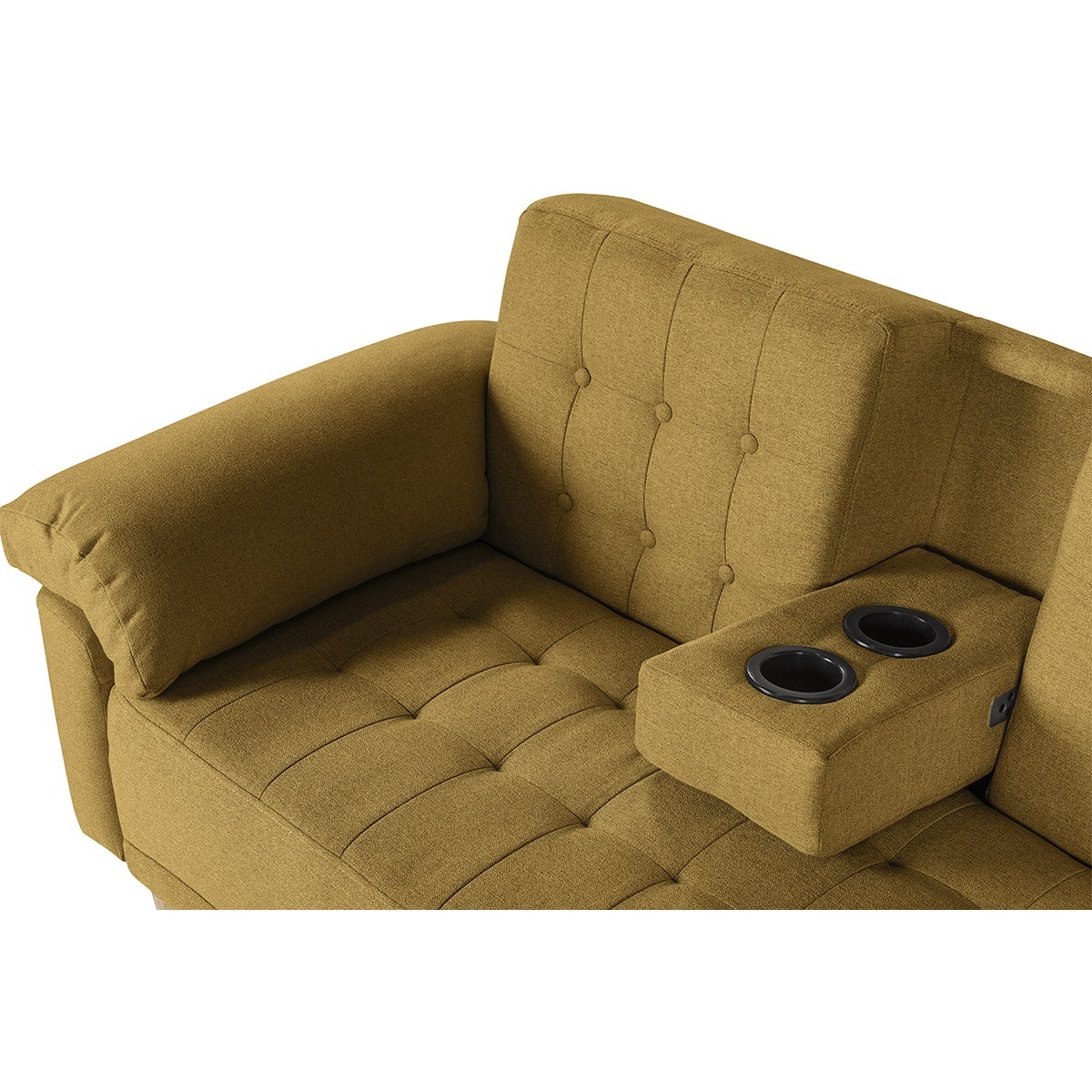 Sala Modular Reversible Makora Brunello con Memory Foam, Color Mostaza Lino, Respaldo Reclinable de 3 Posiciones image number null