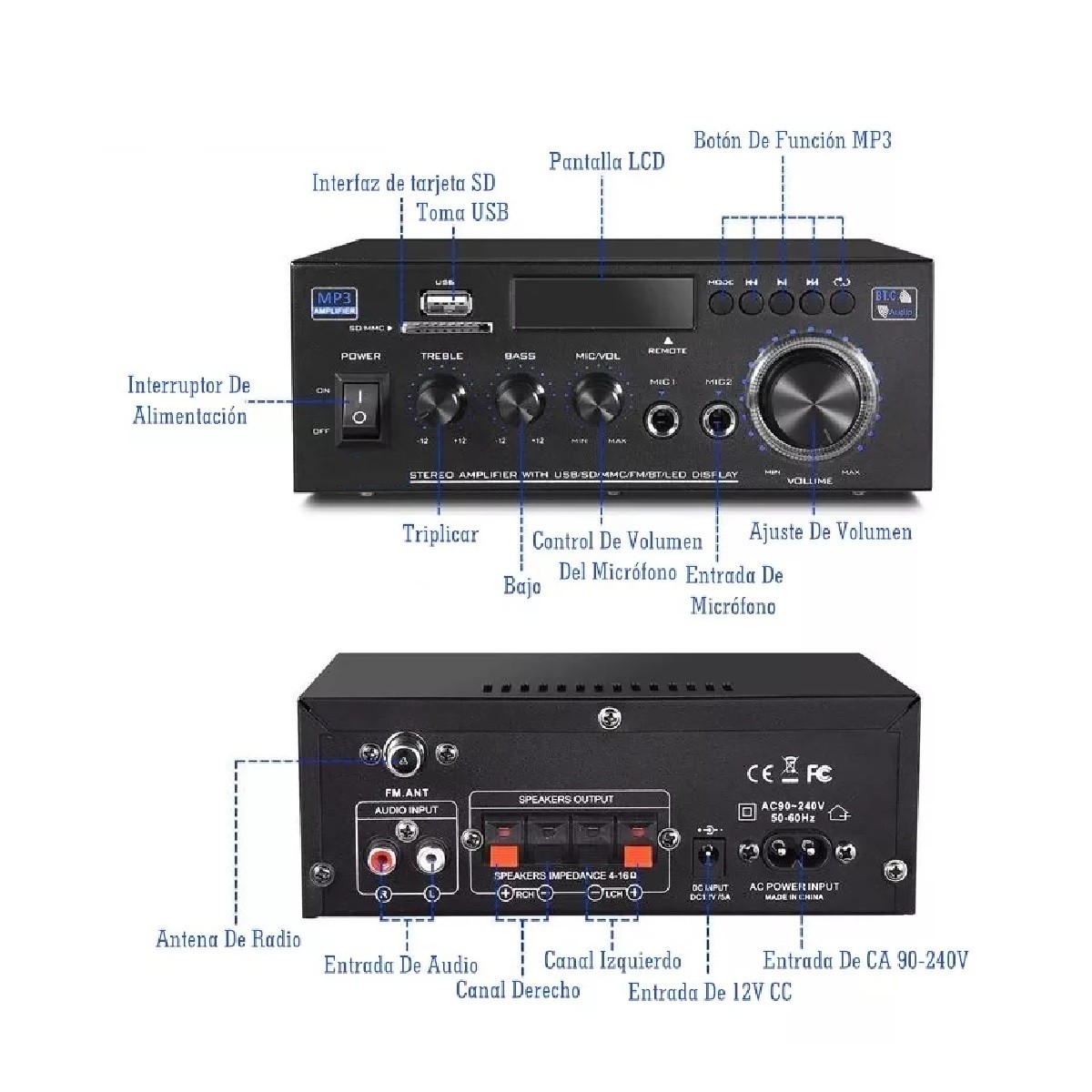 Amplificador De Audio 600w Con Bluetooth Para Auto. image number null