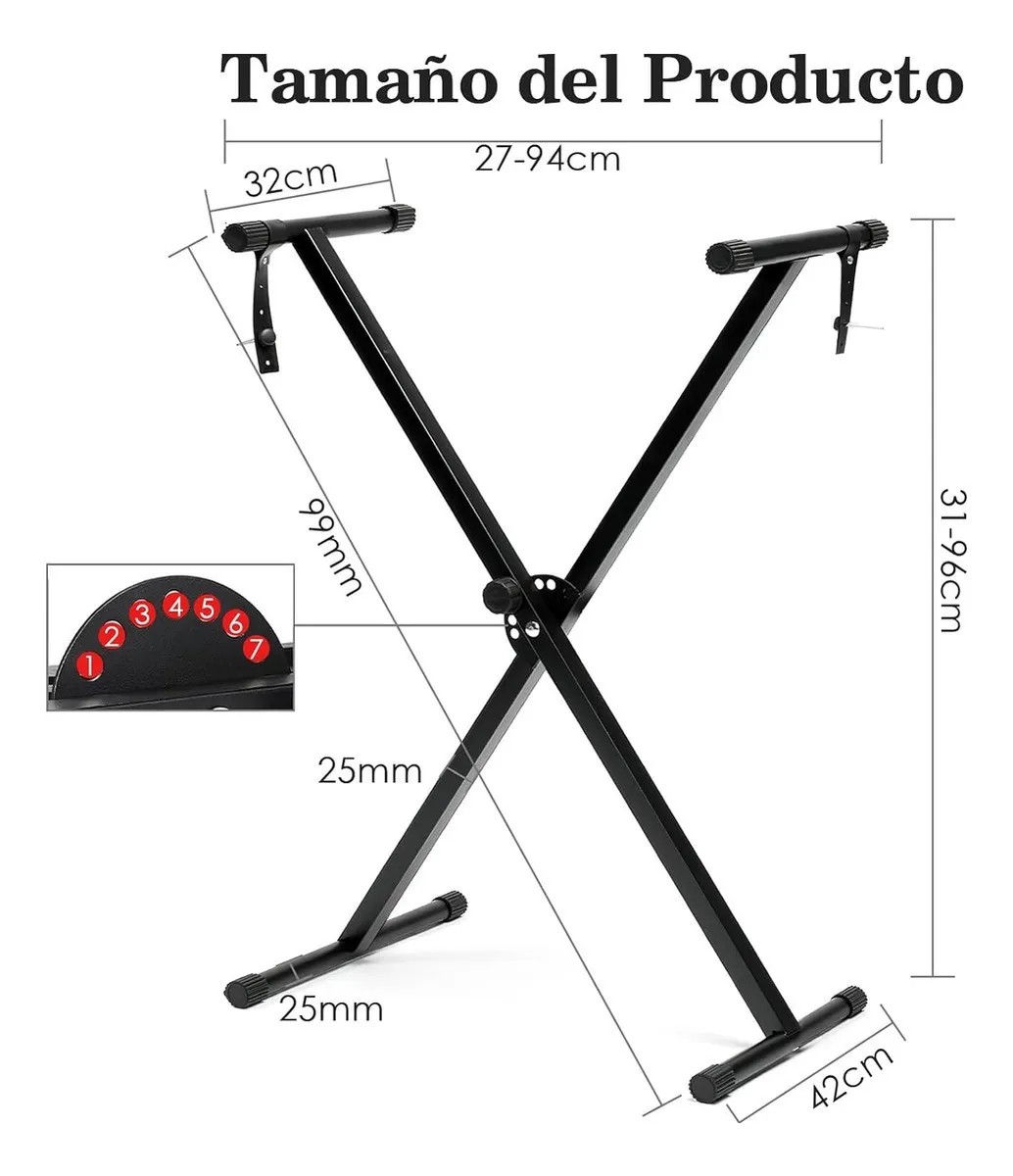 Soporte Base Stand para Teclado Profesional de Acero Inoxidable Plegable y Ajustable image number null