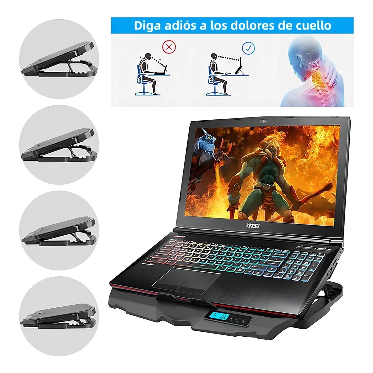 Base Enfriadora Laptop Ajustable 4ventiladores 6velocidades image number null