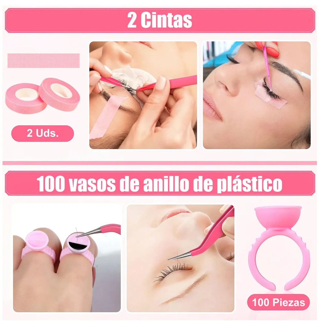 Kit De Pesta&ntilde;as Maquillaje Aplicaci&oacute;n De Extensi&oacute;n Rosa image number null