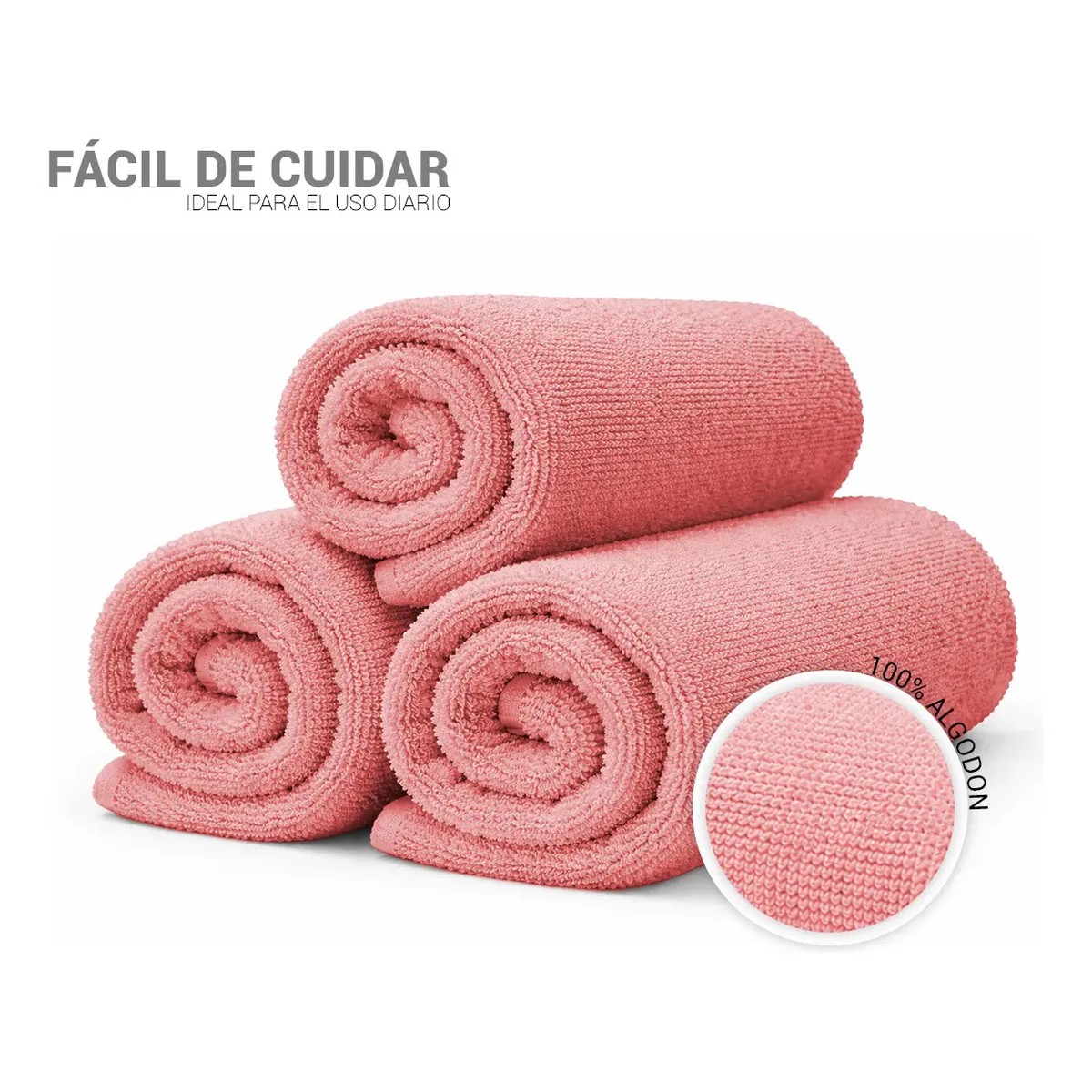 Toalla De Ba&ntilde;o Grande Completo 100% Algod&oacute;n Suave Color Rosa Liso image number null