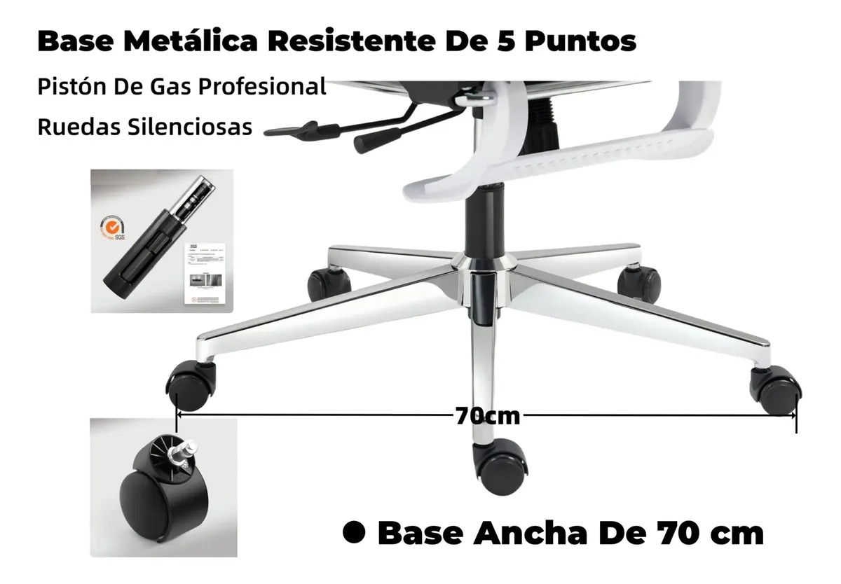 Silla De Oficina Ergon&oacute;mica Ejecutiva Reclinable Negra/gris image number null