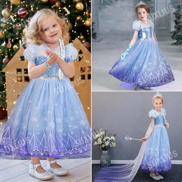 Vestido De Princesa De Elsa, Disfraz De Frozen 2 Dise&ntilde;o para Ni&ntilde;a, Ropa De Halloween, Fiesta o Cosplay, Cumplea&ntilde;os image number null