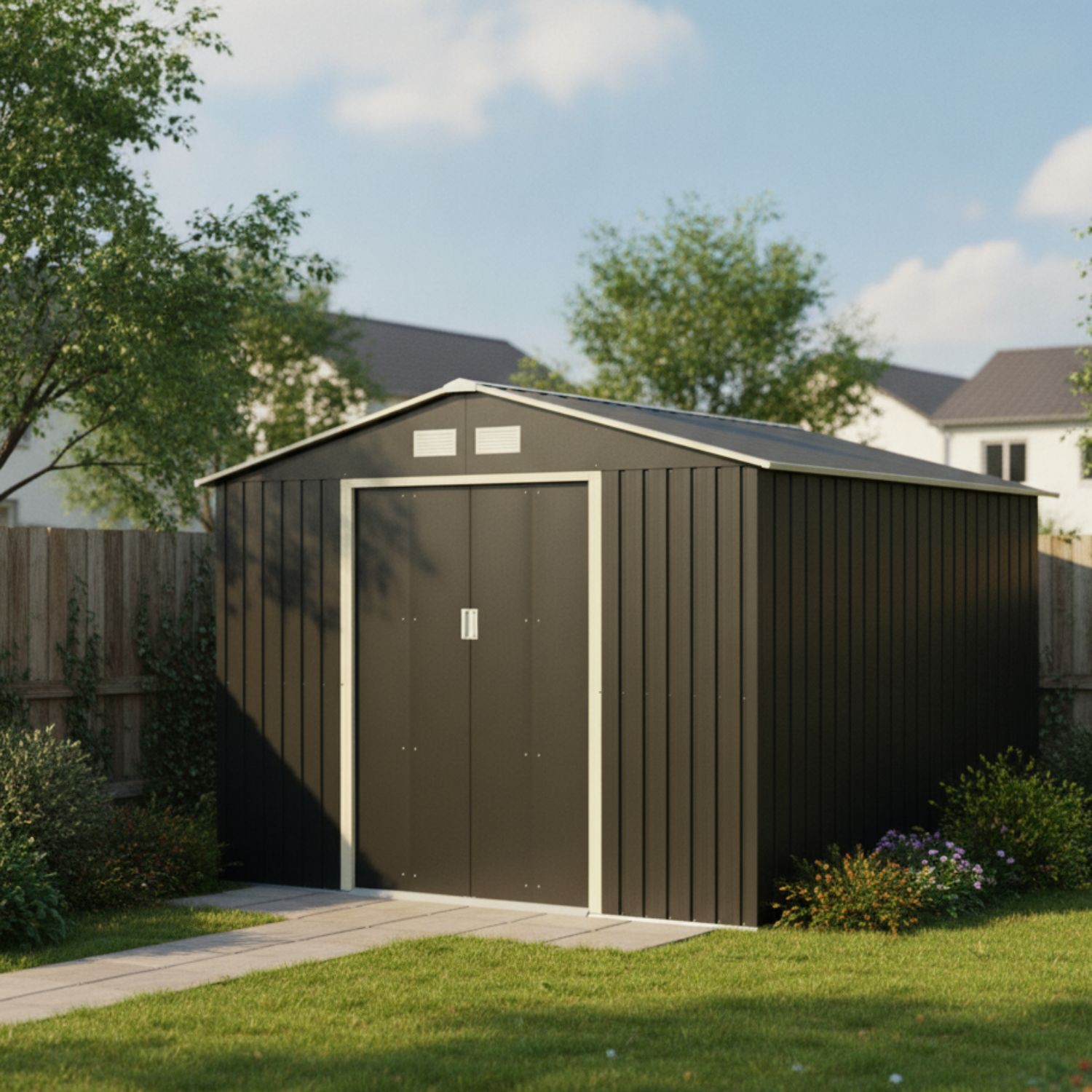 Bodega Cobertizo Exterior Ultra XL de Metal 277 x 259 x 203 cm Color Gris Oscuro image number null