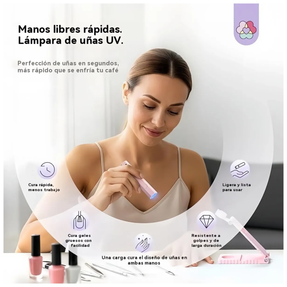 L&aacute;mpara De Manicura Uv L&aacute;mpara Led Dom&eacute;stica Rosa P&aacute;lido image number null