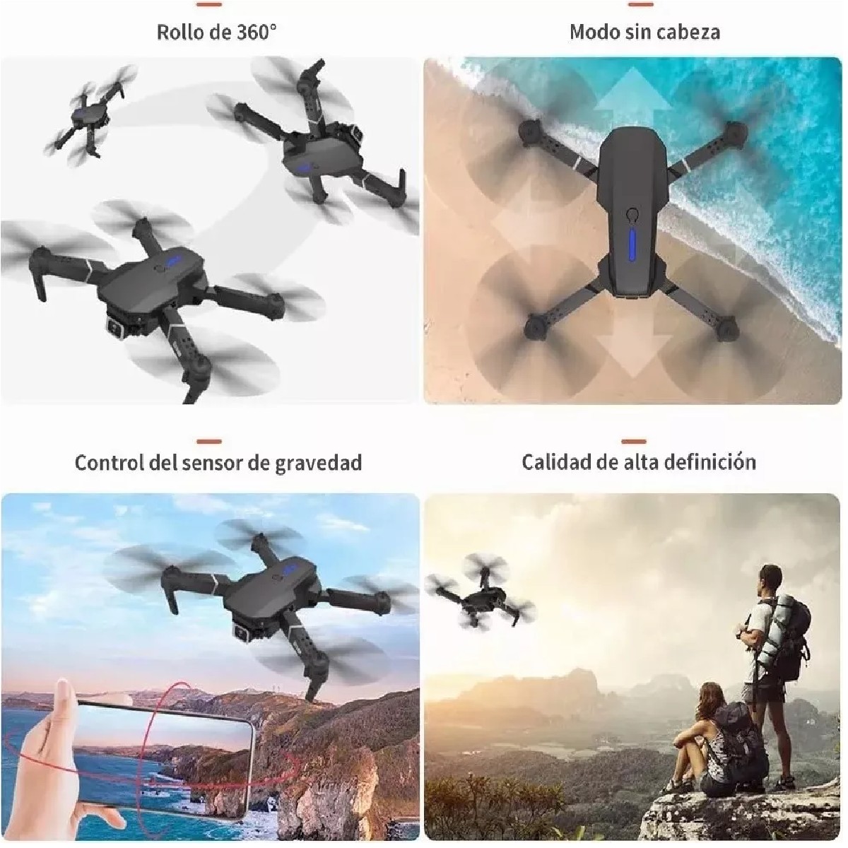 Control Remoto Drone Con Par C&aacute;mara 4k Quadcopter + 2bater&iacute;a image number null