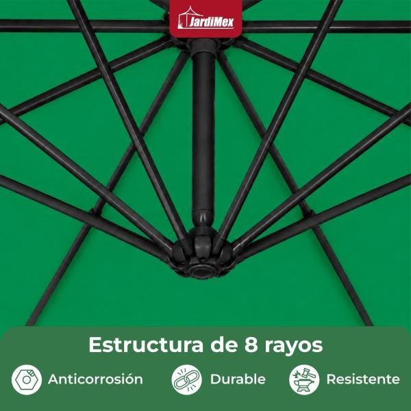 Sombrilla Jardin 3 mts Diametro Playa Sol Lateral Exterior Verde image number null